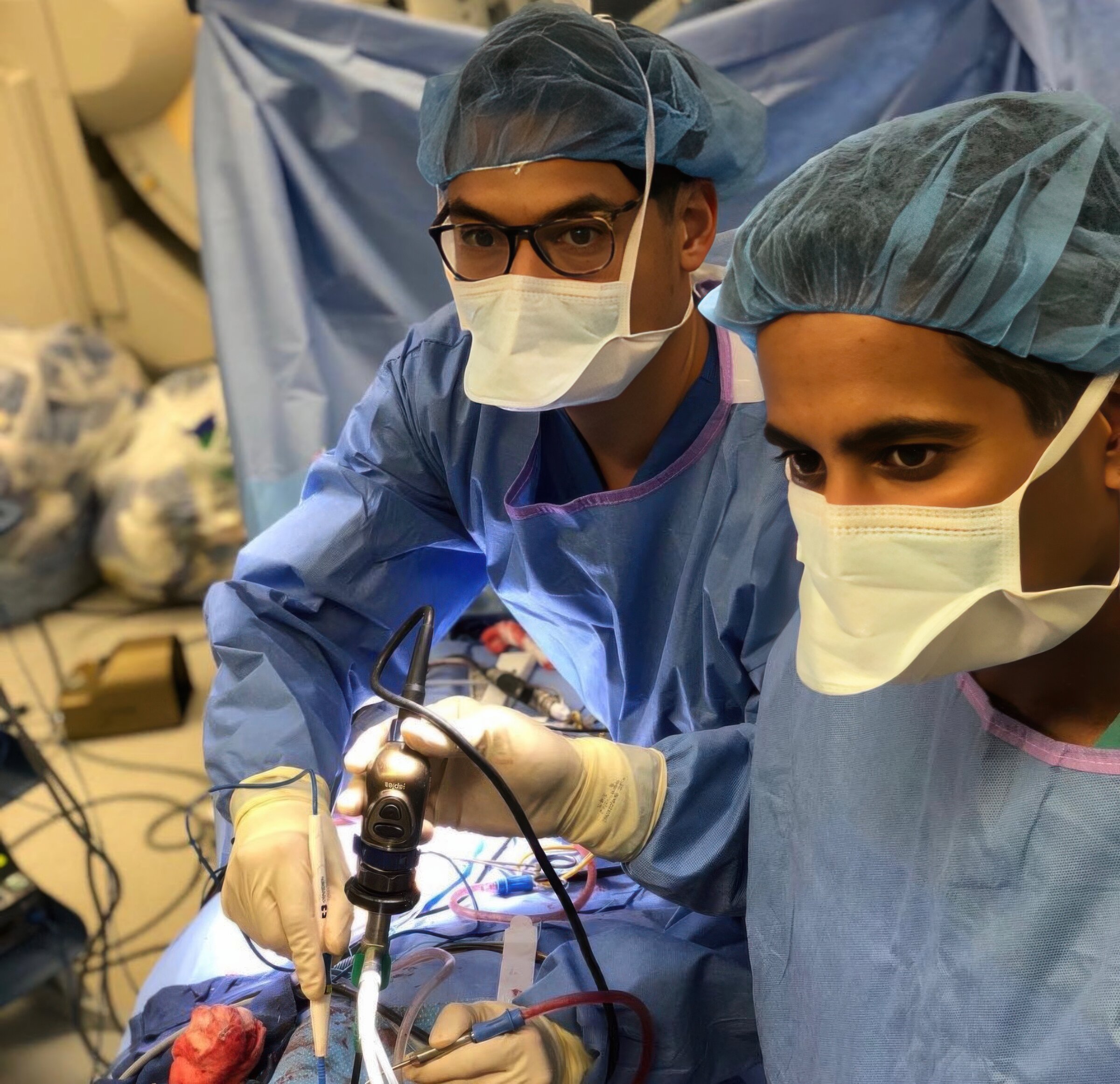 Dr. Alfred Iloreta and surgical team performing endoscopic sinus and skull base surgery in the operating room at Mount Sinai